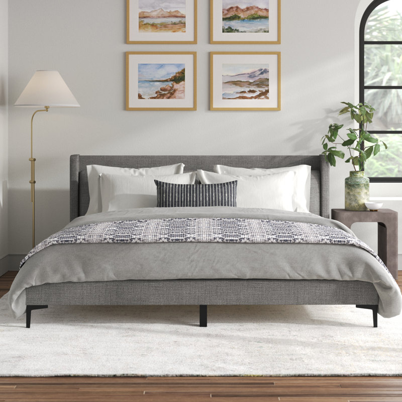 Joss & Main Elzie Upholstered Wingback Bed Wayfair